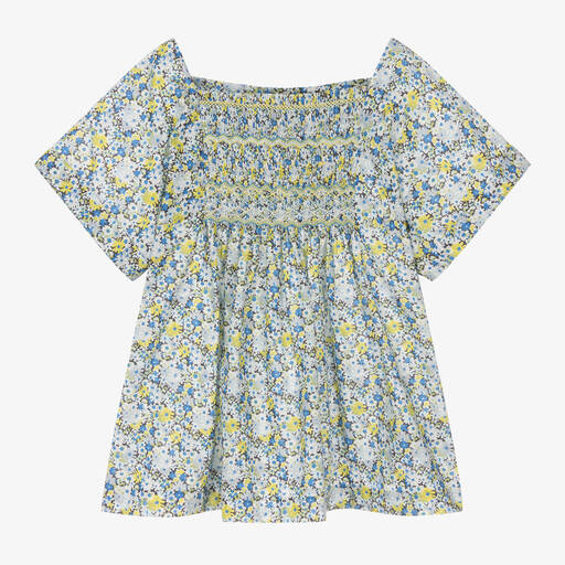 Bonpoint-Teen Girls Blue & Yellow Floral Blouse | Childrensalon Outlet