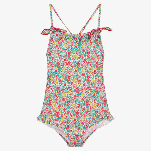Bonpoint-Teen Girls Green & Red Liberty Floral Swimsuit | Childrensalon Outlet