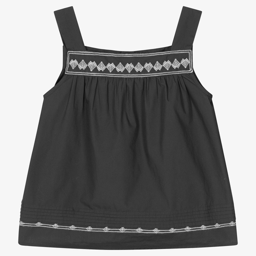 Bonpoint-توب تينز بناتي قطن عضوي لون رمادي | Childrensalon Outlet