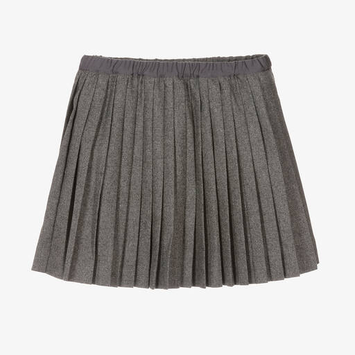 Bonpoint-Teen Girls Grey Pleated Wool Skirt | Childrensalon Outlet