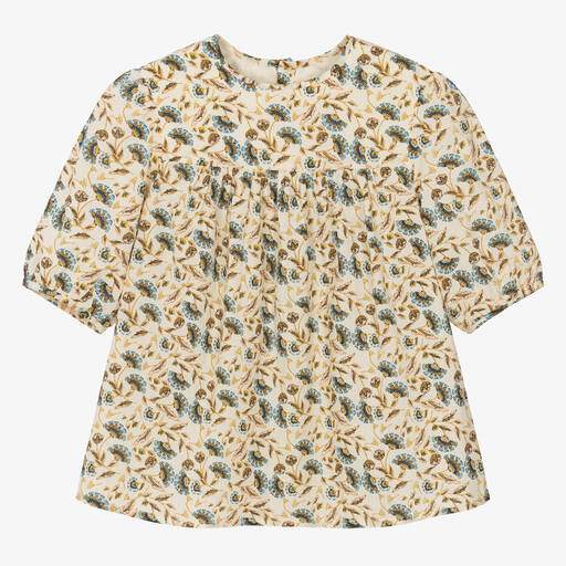 Bonpoint-Teen Girls Ivory Cotton Floral Blouse | Childrensalon Outlet