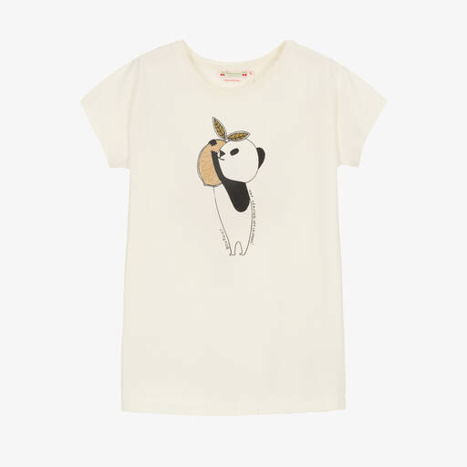 Bonpoint-Teen Panda-Baumwoll-T-Shirt elfenb. | Childrensalon Outlet