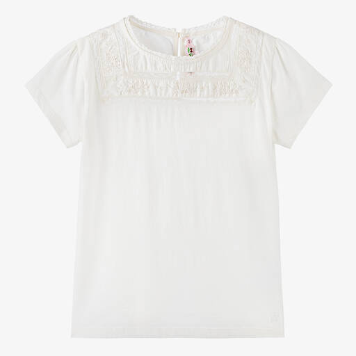 Bonpoint-Teen Girls Ivory Cotton T-Shirt | Childrensalon Outlet