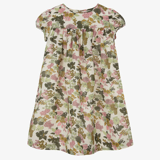 Bonpoint-Teen Girls Ivory & Green Floral Print Dress | Childrensalon Outlet