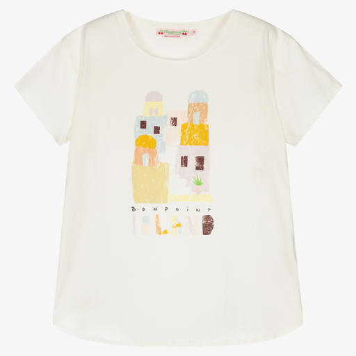 Bonpoint-Teen Girls Ivory Logo T-Shirt | Childrensalon Outlet