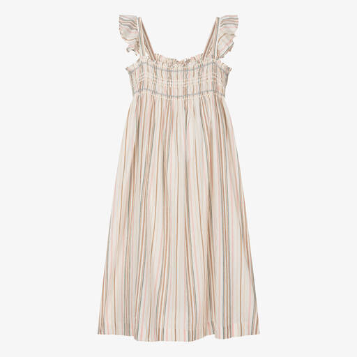Bonpoint-Teen Girls Ivory Shirred Midi Dress | Childrensalon Outlet