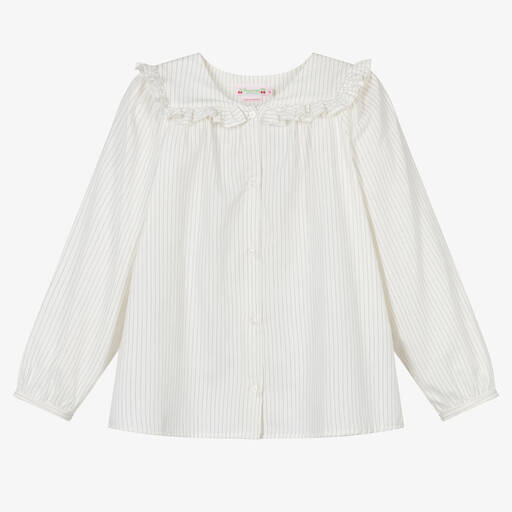 Bonpoint-Teen Girls Ivory Stripe Cotton Blouse | Childrensalon Outlet