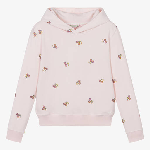 Bonpoint-Teen Girls Pink Cotton Cherry Hoodie | Childrensalon Outlet