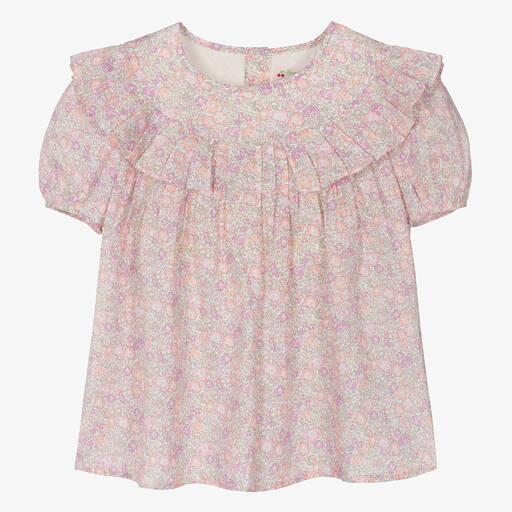 Bonpoint-Teen Girls Pink Floral Cotton Blouse | Childrensalon Outlet