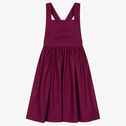 Bonpoint-Teen Girls Purple Cotton Pinafore Dress | Childrensalon Outlet
