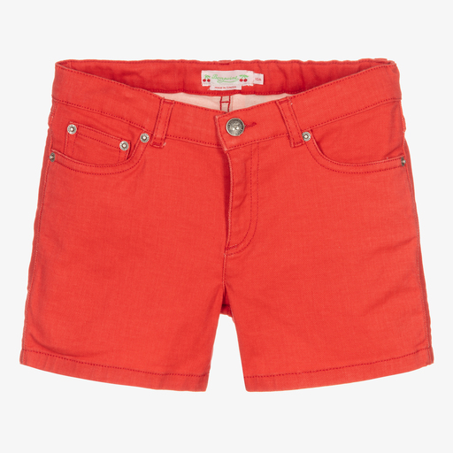 Bonpoint-Teen Girls Red Denim Shorts | Childrensalon Outlet
