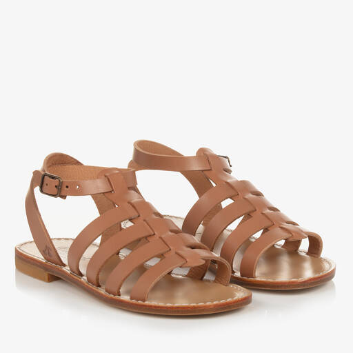 Bonpoint-Teen Girls Tan Brown Leather Sandals | Childrensalon Outlet