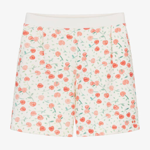 Bonpoint-Teen Girls White Cotton Cherry Shorts | Childrensalon Outlet
