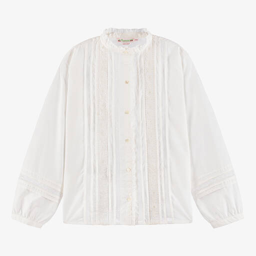 Bonpoint-Teen Girls White Cotton Embroidered Blouse | Childrensalon Outlet