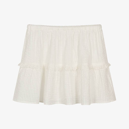 Bonpoint-Teen Girls White Cotton Seersucker Skirt | Childrensalon Outlet