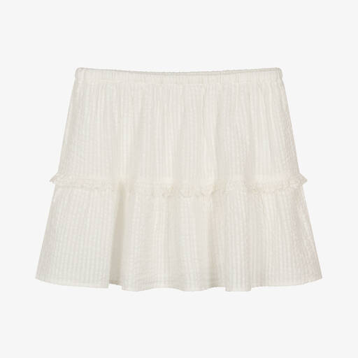 Bonpoint-Teen Girls White Cotton Seersucker Skirt | Childrensalon Outlet