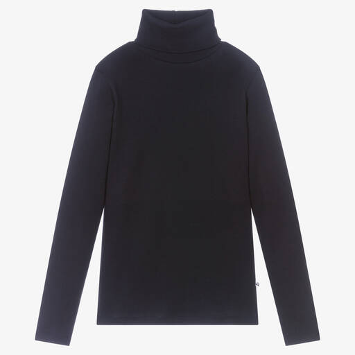 Bonpoint-Teen Navy Blue Cotton Roll Neck Top | Childrensalon Outlet