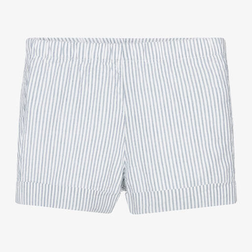 Bonpoint-White Cotton Striped Shorts | Childrensalon Outlet