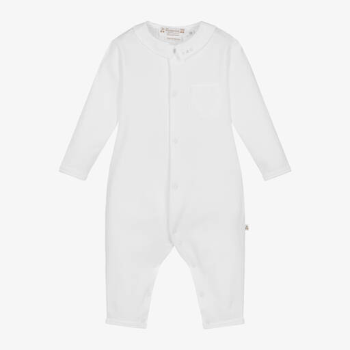 Bonpoint-White Embroidered Cotton Babygrow | Childrensalon Outlet