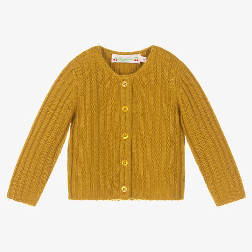 Bonpoint-Yellow Cashmere Knit Cardigan | Childrensalon Outlet