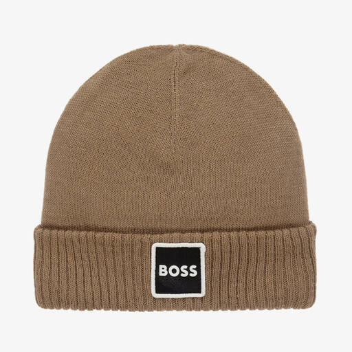 BOSS-Beige gestrickte Beanie für Babys | Childrensalon Outlet