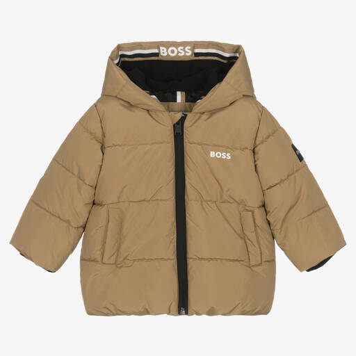 BOSS-Beige Steppjacke für männliche Babys | Childrensalon Outlet