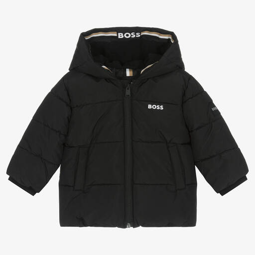 BOSS-Baby Boys Black Puffer Jacket | Childrensalon Outlet