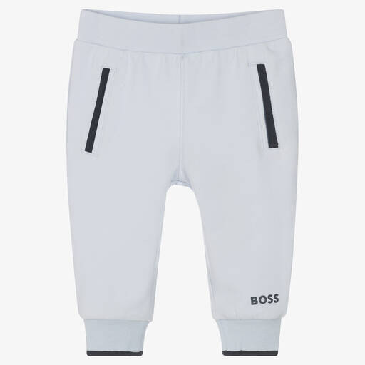 BOSS-Baby Boys Blue Cotton Logo Joggers | Childrensalon Outlet