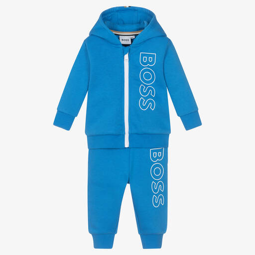 BOSS-بدلة رياضية قطن جيرسي لون أزرق للمواليد | Childrensalon Outlet