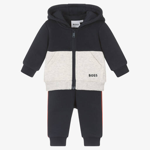 BOSS-Baumwoll-Trainingsanzug Blau/Grau | Childrensalon Outlet