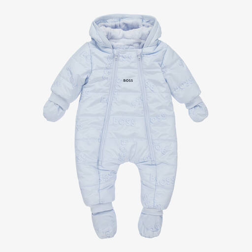 BOSS-Baby Boys Blue Logo Snowsuit | Childrensalon Outlet