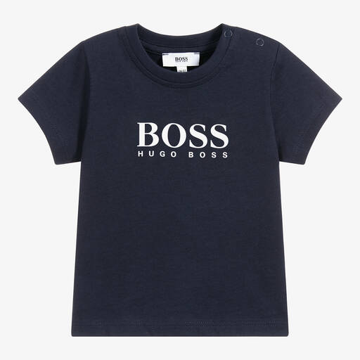 BOSS-تيشيرت أطفال ولادي قطن لون كحلي | Childrensalon Outlet