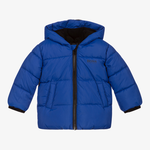 BOSS-Baby Boys Blue Puffer Jacket | Childrensalon Outlet