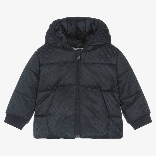 BOSS-Baby Boys Blue Reversible Puffer Jacket  | Childrensalon Outlet