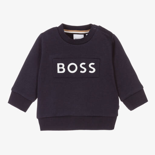 BOSS-Baby Boys Blue Sweatshirt | Childrensalon Outlet