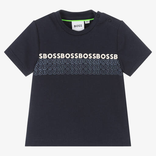 BOSS-Baby Boys Navy Blue Logo T-Shirt | Childrensalon Outlet