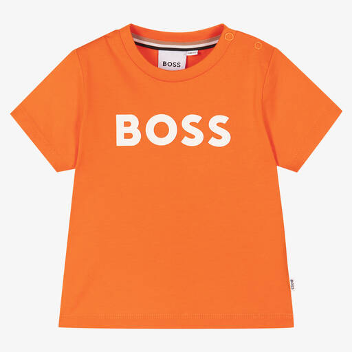 BOSS-Baby Boys Orange Cotton Logo T-Shirt | Childrensalon Outlet