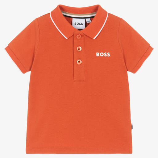 BOSS-Baby Boys Orange Polo Shirt | Childrensalon Outlet