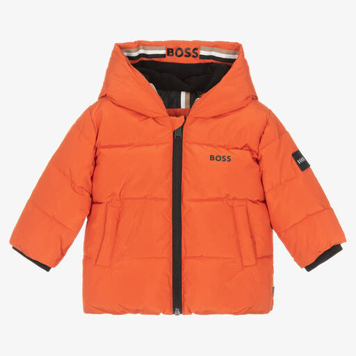 BOSS-جاكيت بافر لون برتقالي أطفال ولادي | Childrensalon Outlet