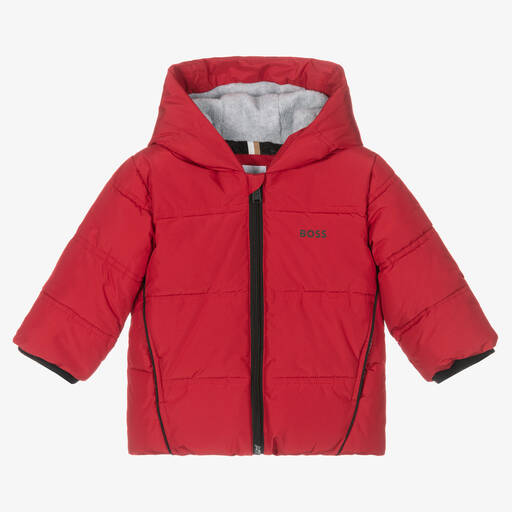 BOSS-Baby Boys Red Puffer Jacket | Childrensalon Outlet