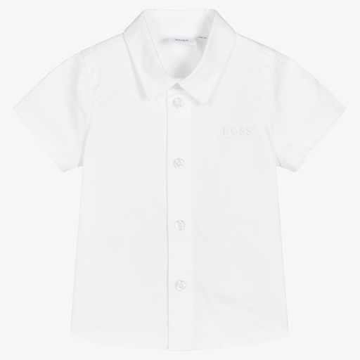 BOSS-Baby Boys White Cotton Shirt | Childrensalon Outlet