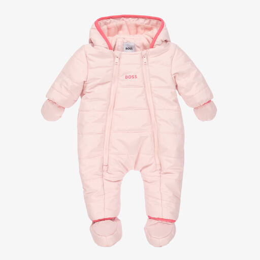 BOSS-Baby Girls Pink Logo Snowsuit | Childrensalon Outlet