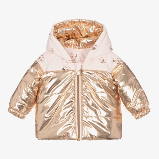 BOSS-Baby Girls Pink & Rose Gold Reversible Coat | Childrensalon Outlet
