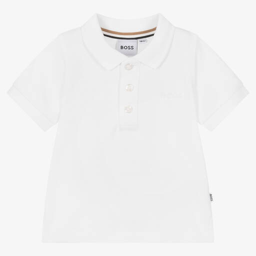 BOSS-Baby White Logo Polo Shirt | Childrensalon Outlet