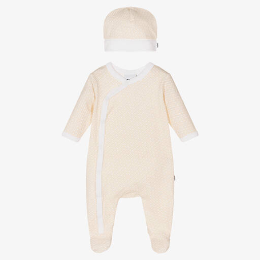 BOSS-Бежевый комбинезон и шапочка из хлопка | Childrensalon Outlet