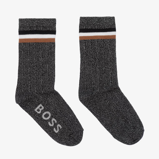 BOSS-Black & Silver Glitter Socks | Childrensalon Outlet