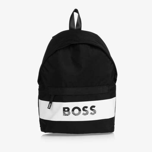 BOSS-حقيبة ظهر كانفاس لون أسود وأبيض للأولاد (36 سم) | Childrensalon Outlet