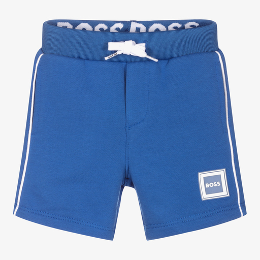 BOSS-Blue Cotton Logo Baby Shorts | Childrensalon Outlet