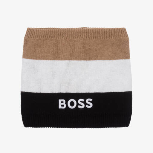 BOSS-Boys Beige & Black Knit Snood | Childrensalon Outlet