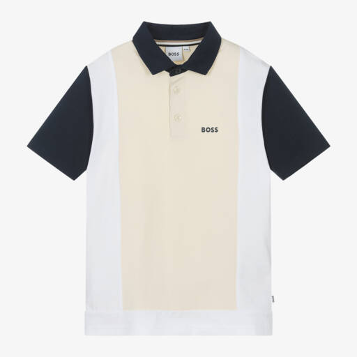 BOSS-Рубашка поло из бежевого хлопка для мальчиков | Childrensalon Outlet